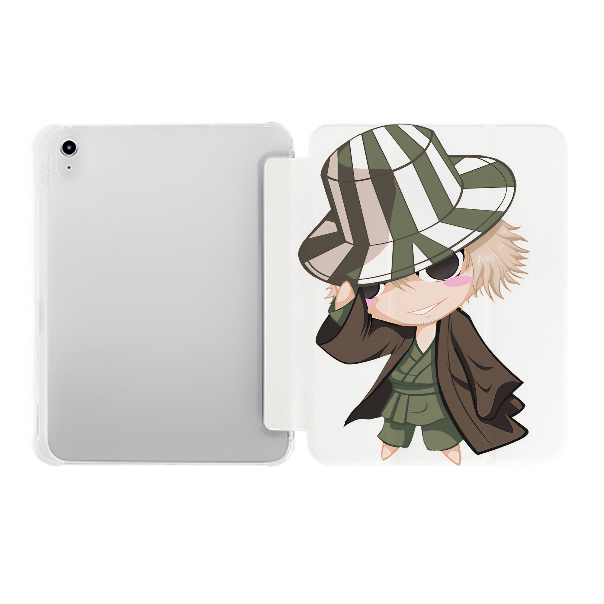 （画像用） "ブリーチ 浦原 喜助（うらはら きすけ） BLEACH Urahara Kisuke " IPad ケース ペン収納付き 三つ折りスタンド PUレザー×シリコン 対応機種9.5/10.5/10.9インチ
